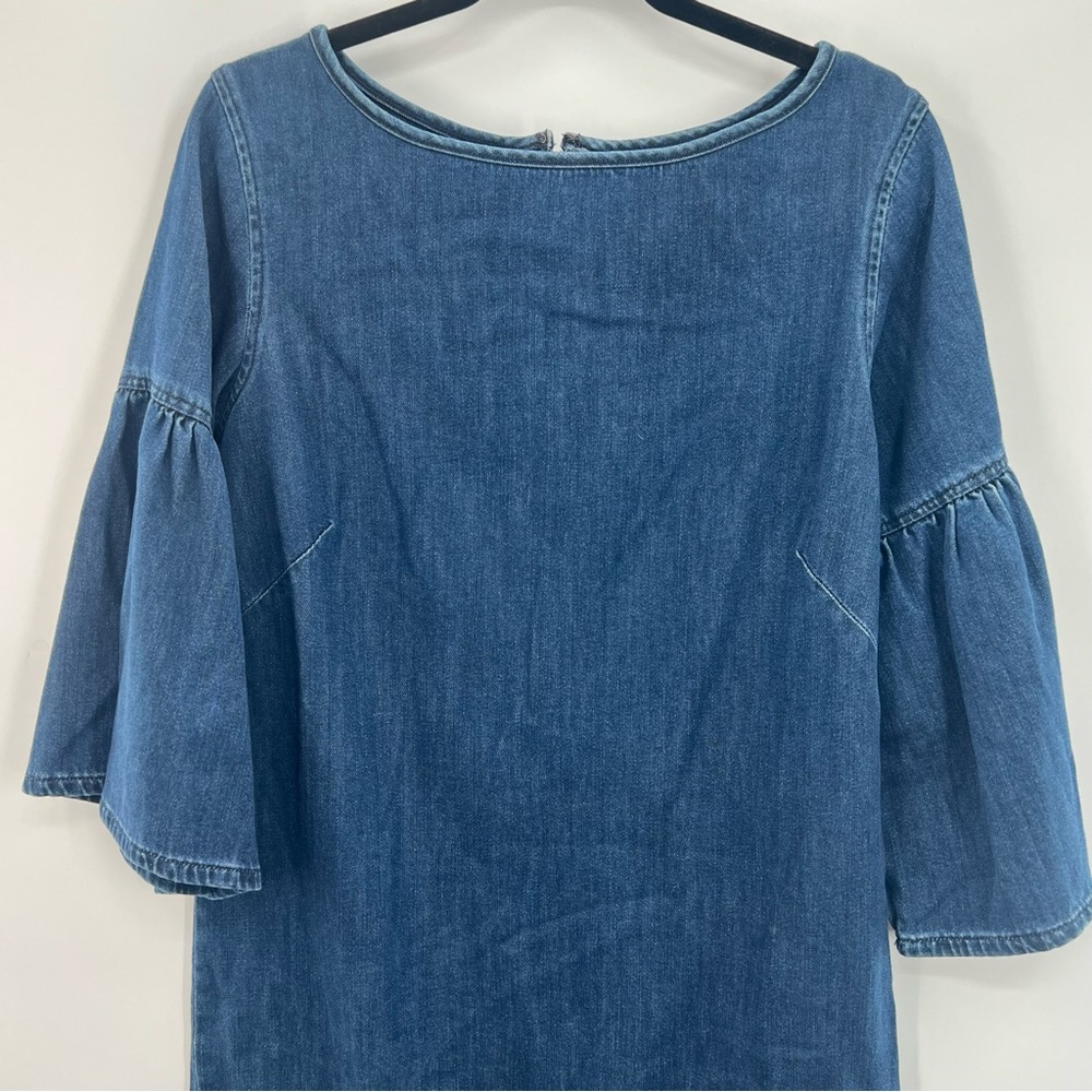 Ralph Lauren Women Denim Bell-Sleeve Shift Mini Dress Blue Size 6 Flounce - Picture 8 of 15